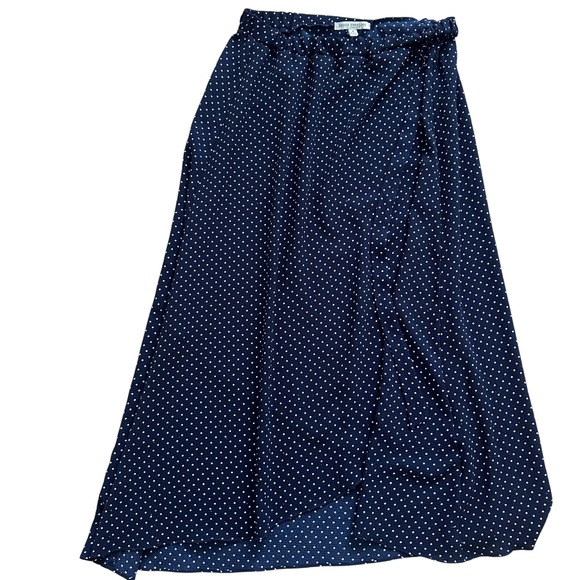 Green Envelope Midi Skirt Womens M Blue White‎ Polka Dot Casual Elastic Waist - Picture 1 of 4